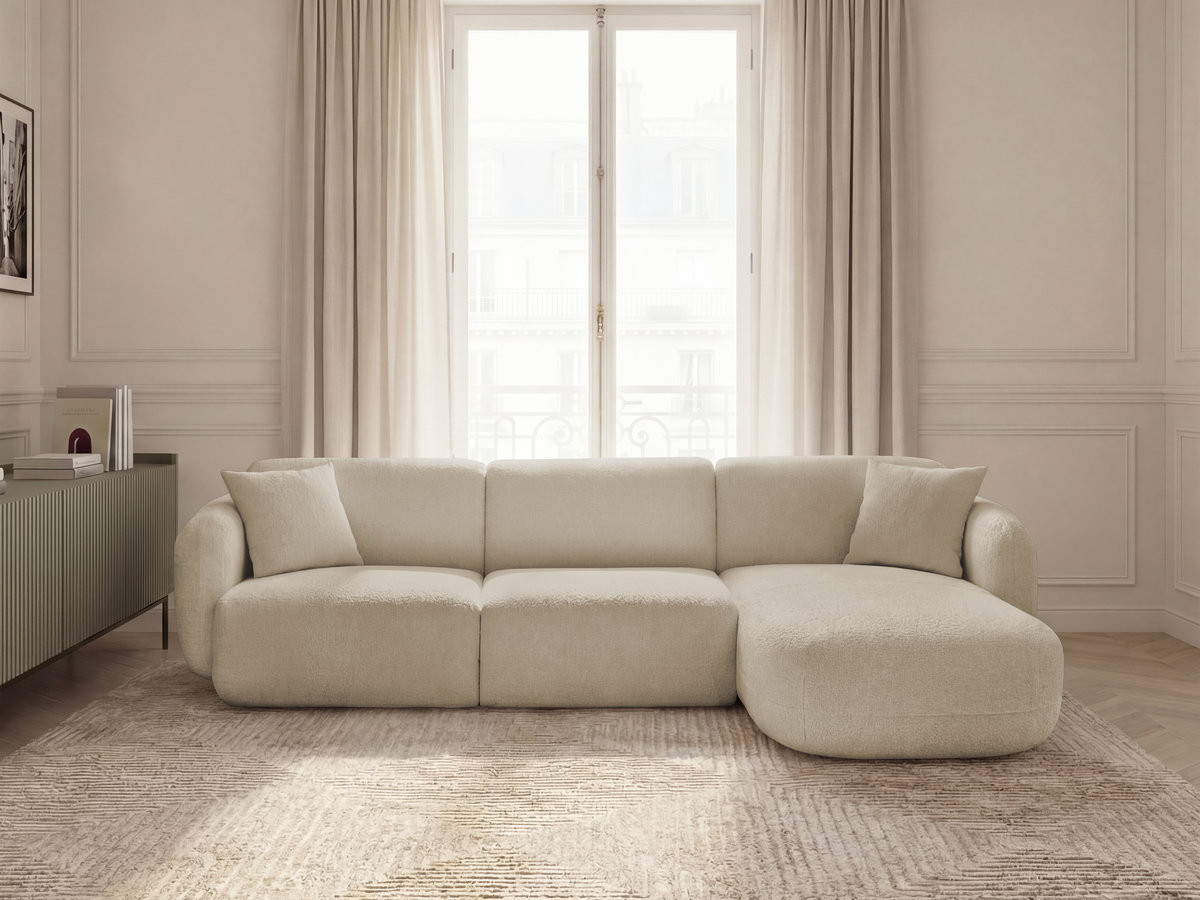 Canapé d'angle fixe modulable ANDA tissu chenille