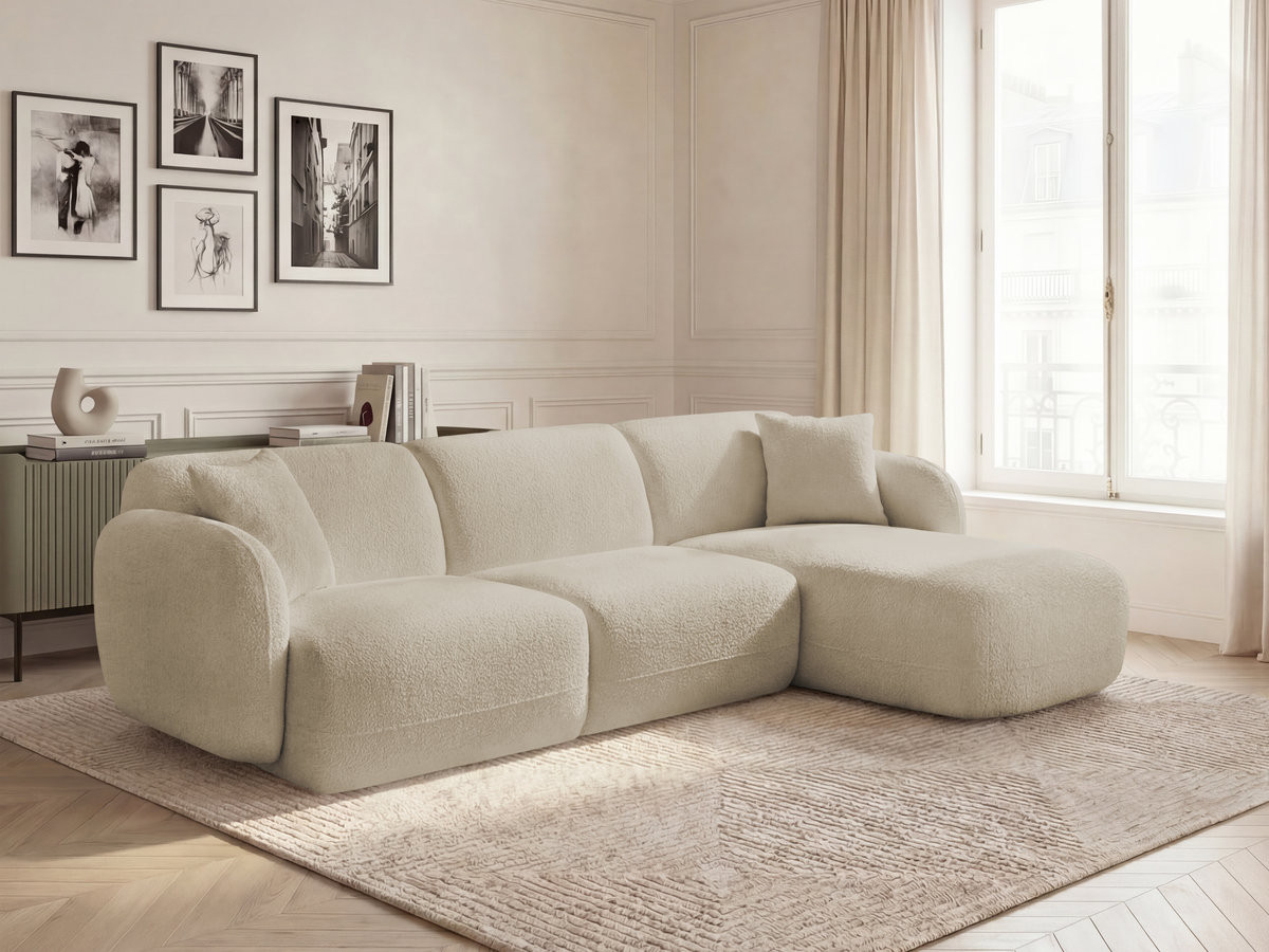 Canapé d'angle fixe modulable ANDA tissu chenille Canapé d'angle fixe modulable ANDA tissu chenille