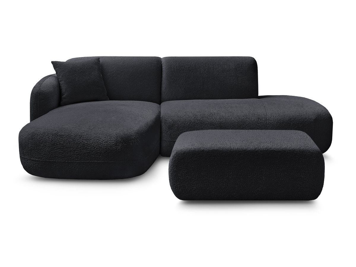 Canapé d'angle fixe modulable ANDA avec 1 méridienne, 1 chauffeuse bout de canapé et 1 pouf