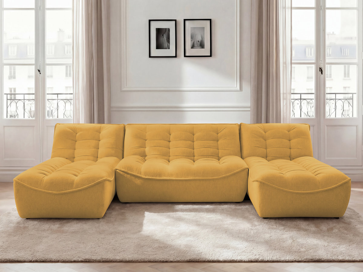 Canapé panoramique fixe modulable SERENA tissu chiné