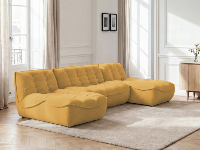 Canapé panoramique fixe modulable SERENA tissu chiné