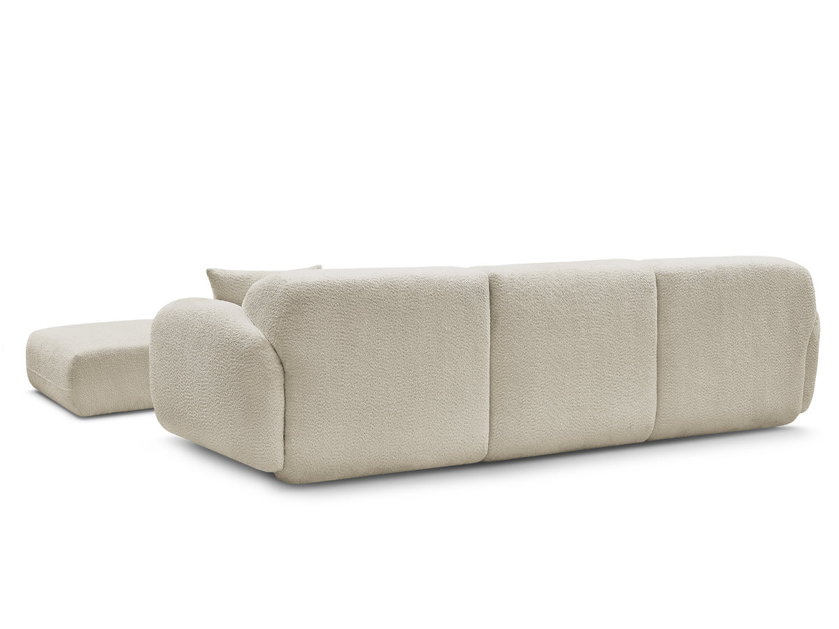 Canapé d'angle fixe modulable ANDA tissu chenille avec pouf