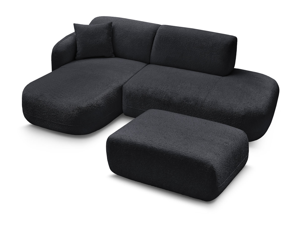 Canapé d'angle fixe modulable ANDA avec 1 méridienne, 1 chauffeuse bout de canapé et 1 pouf