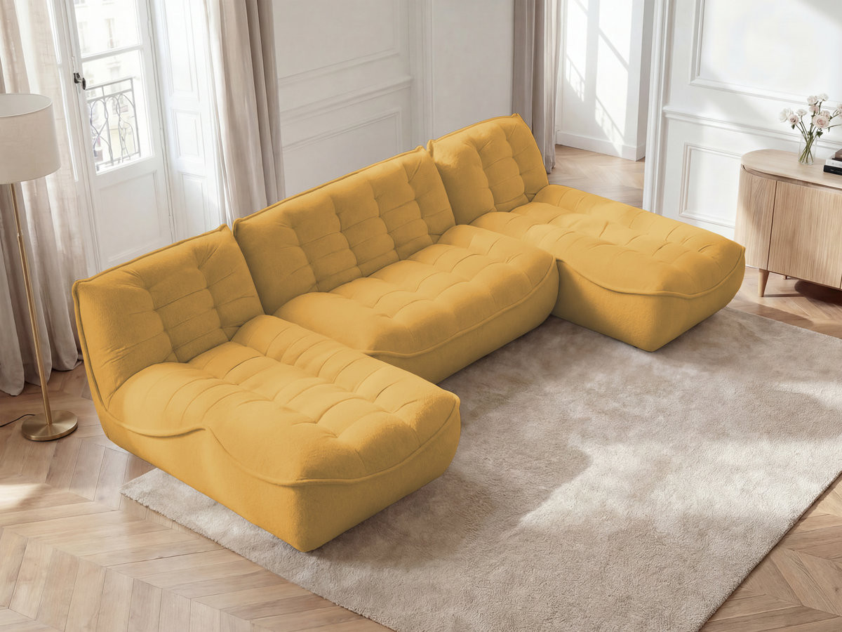 Canapé panoramique modulable SERENA chiné jaune — vue 5