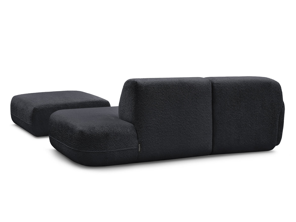 Canapé d'angle fixe modulable ANDA avec 1 méridienne, 1 chauffeuse bout de canapé et 1 pouf