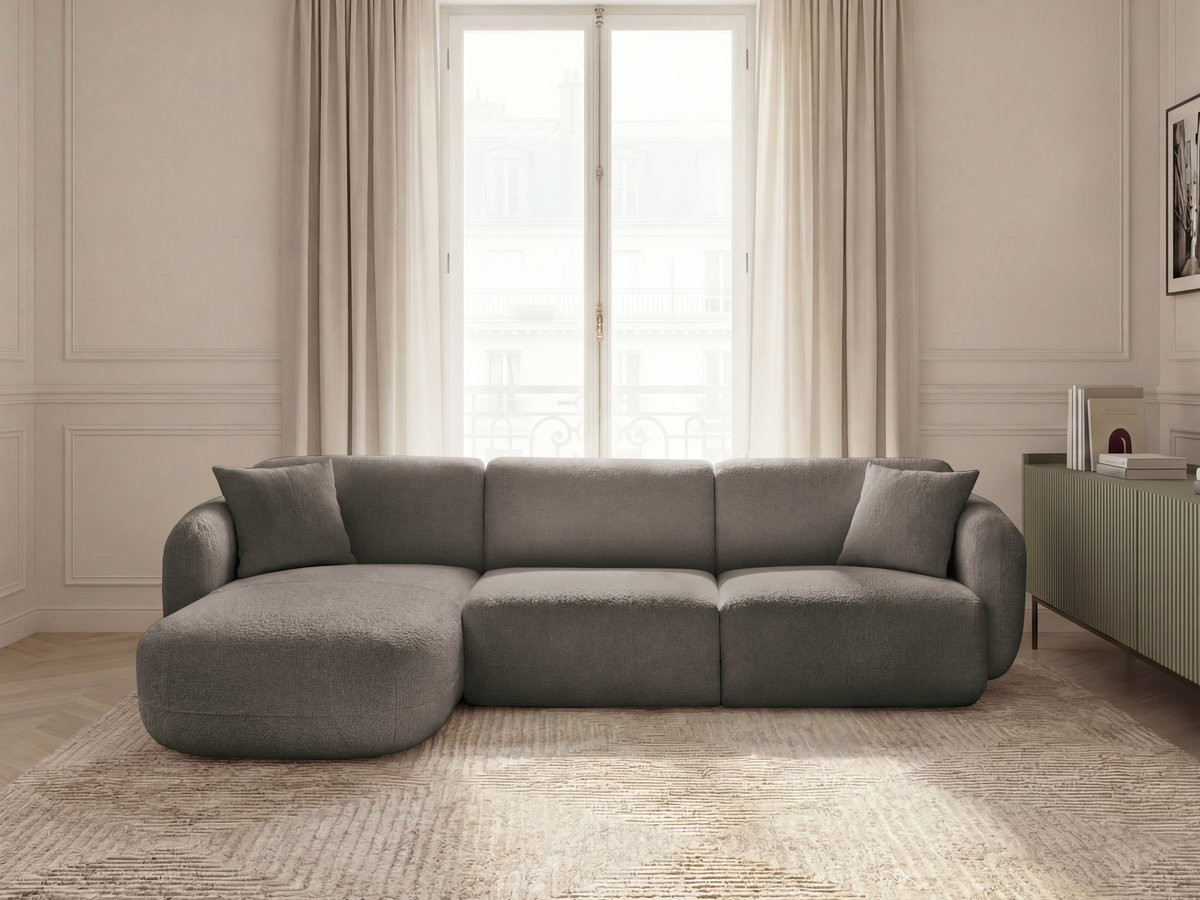 Canapé d'angle fixe modulable ANDA tissu chenille