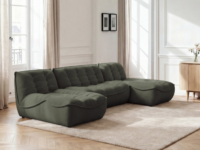 Canapé panoramique fixe modulable SERENA tissu chiné