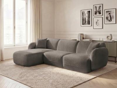 Canapé d'angle fixe modulable ANDA tissu chenille