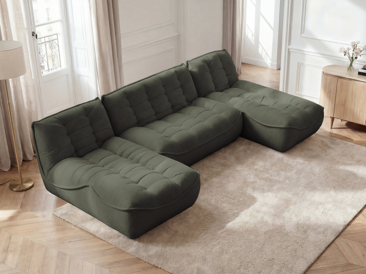 Canapé panoramique modulable SERENA chiné vert — vue 5