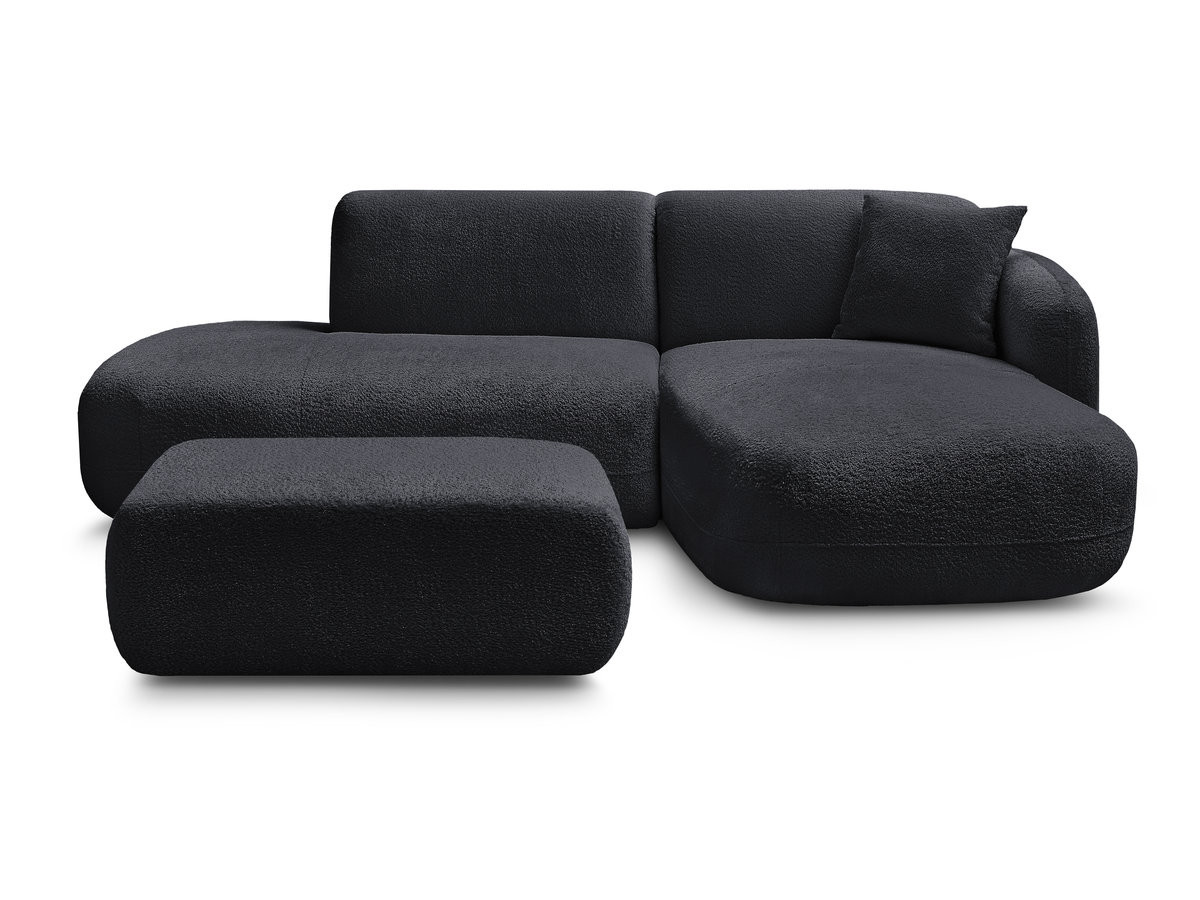 Canapé d'angle fixe modulable ANDA avec 1 méridienne, 1 chauffeuse bout de canapé et 1 pouf