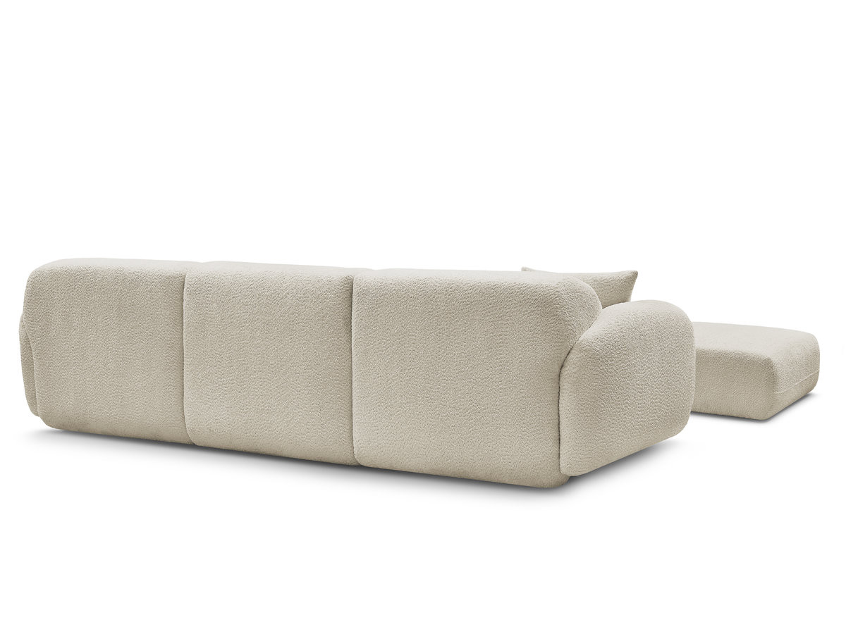 Canapé d'angle fixe modulable ANDA tissu chenille avec pouf