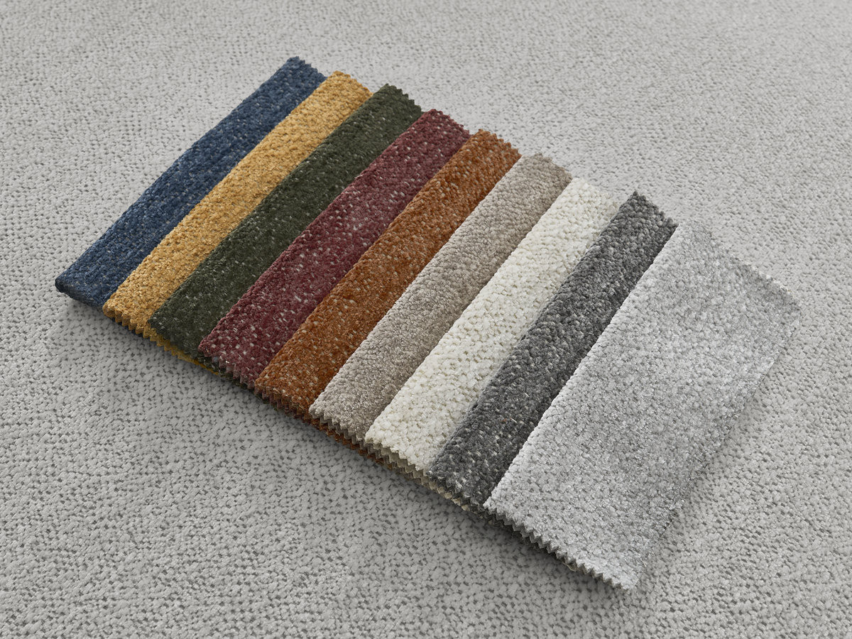 Canapé panoramique modulable SERENA chiné avec pouf gris clair — vue 6