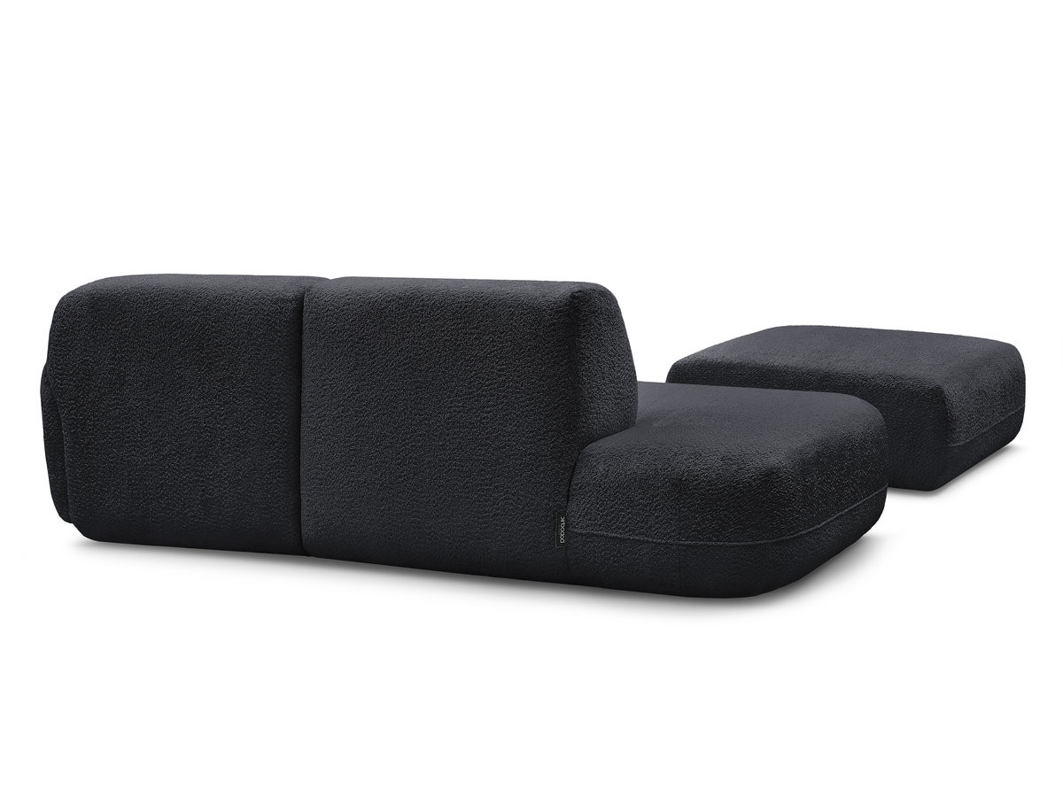 Canapé d'angle fixe modulable ANDA avec 1 méridienne, 1 chauffeuse bout de canapé et 1 pouf