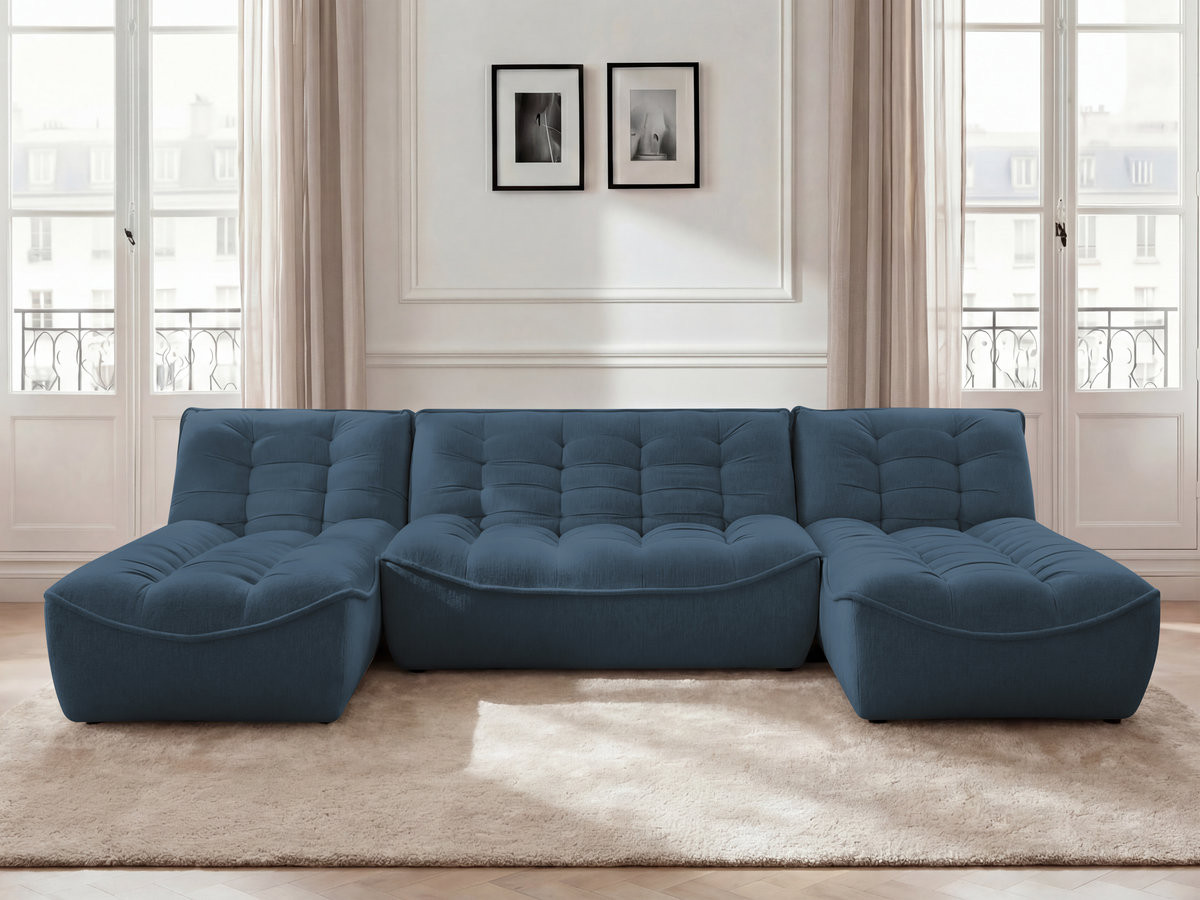 Canapé panoramique fixe modulable SERENA tissu chiné