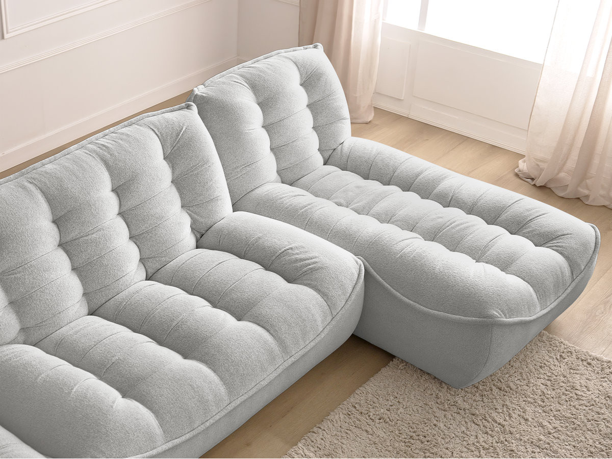 Canapé panoramique fixe modulable SERENA tissu chiné avec pouf