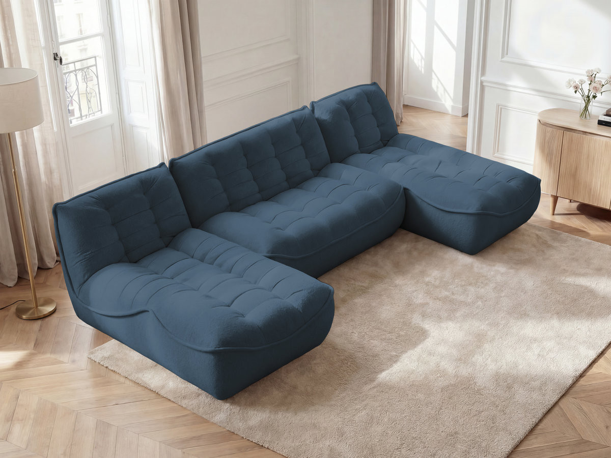 Canapé panoramique modulable SERENA chiné bleu — vue 5