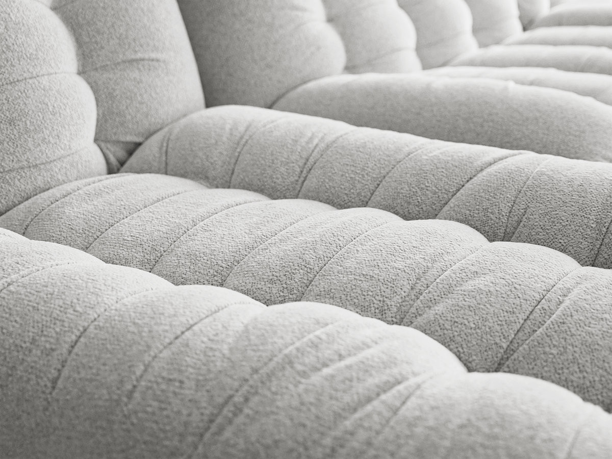 Canapé panoramique fixe modulable SERENA tissu chiné avec pouf