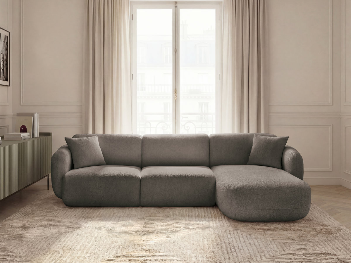 Canapé d'angle fixe modulable ANDA tissu chenille