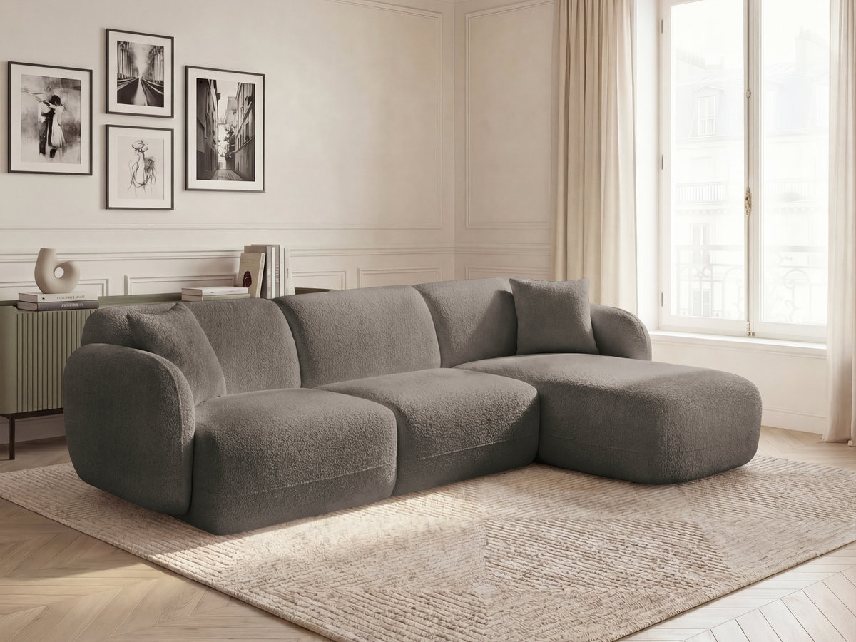 Canapé d'angle fixe modulable ANDA tissu chenille