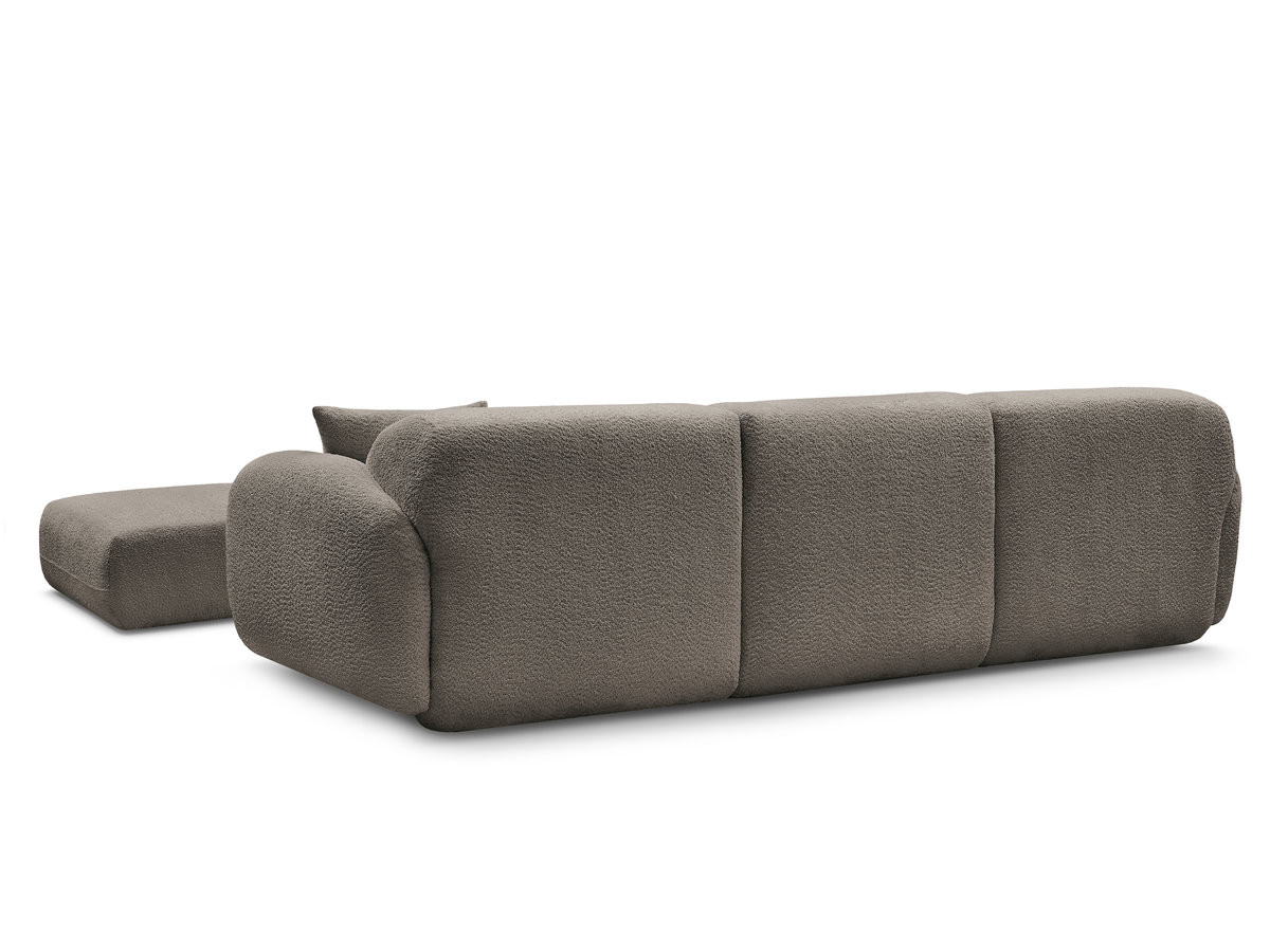 Canapé d'angle fixe modulable ANDA tissu chenille avec pouf