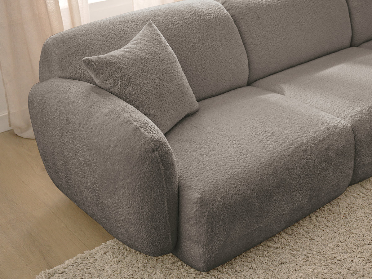 Canapé d'angle fixe modulable ANDA tissu chenille