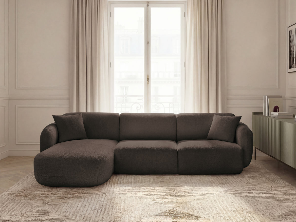 Canapé d'angle fixe modulable ANDA tissu chenille
