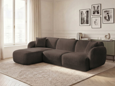 Canapé d'angle fixe modulable ANDA tissu chenille