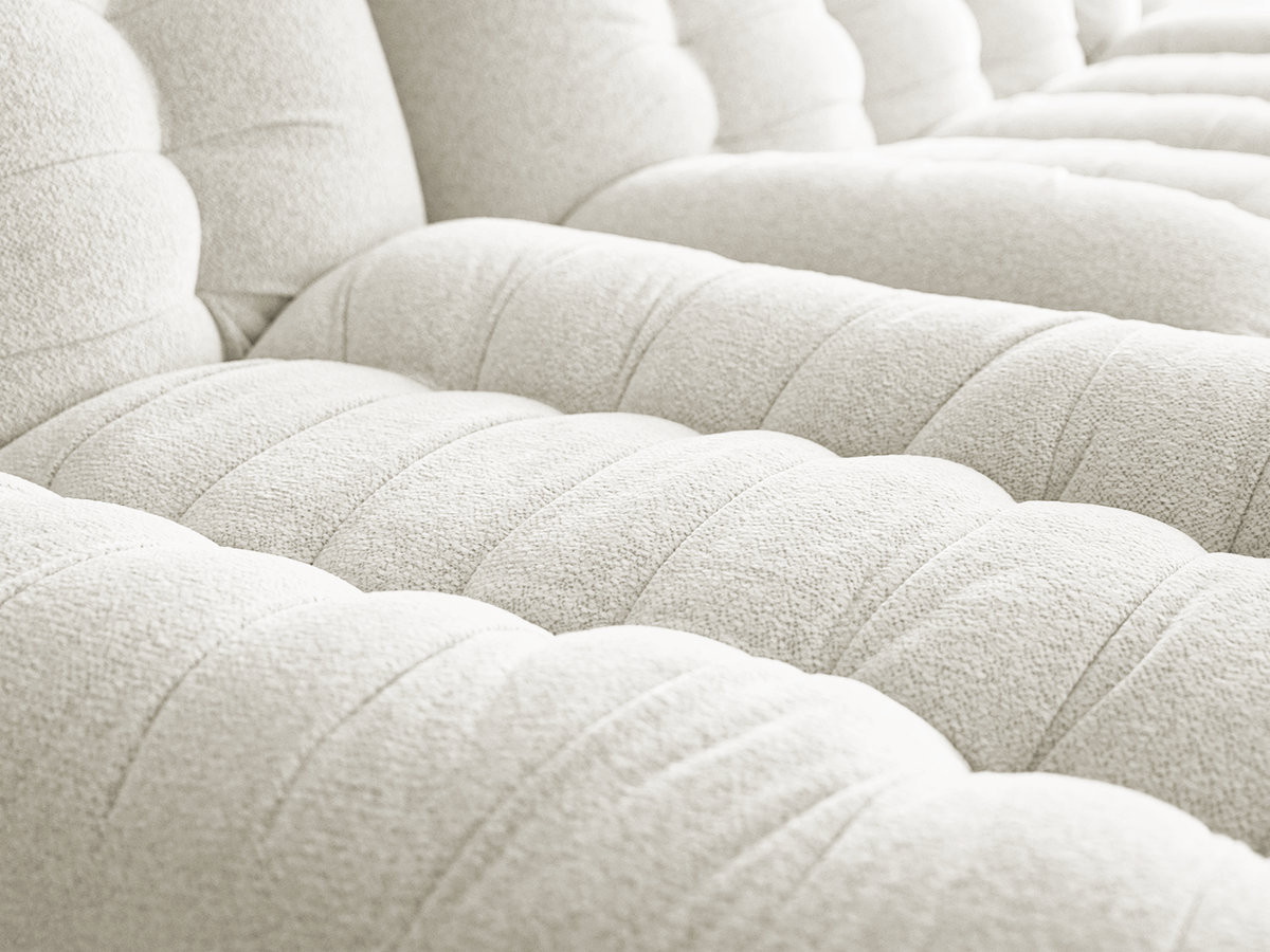 Canapé panoramique fixe modulable SERENA tissu chiné avec pouf