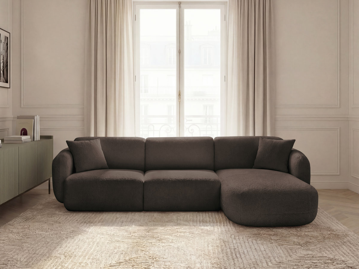 Canapé d'angle fixe modulable ANDA tissu chenille