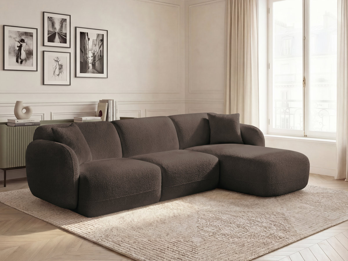 Canapé d'angle fixe modulable ANDA tissu chenille
