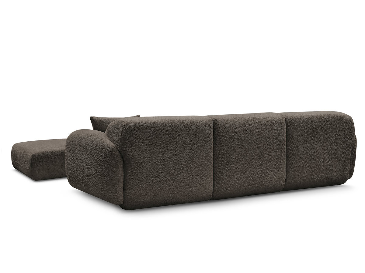 Canapé d'angle fixe modulable ANDA tissu chenille avec pouf