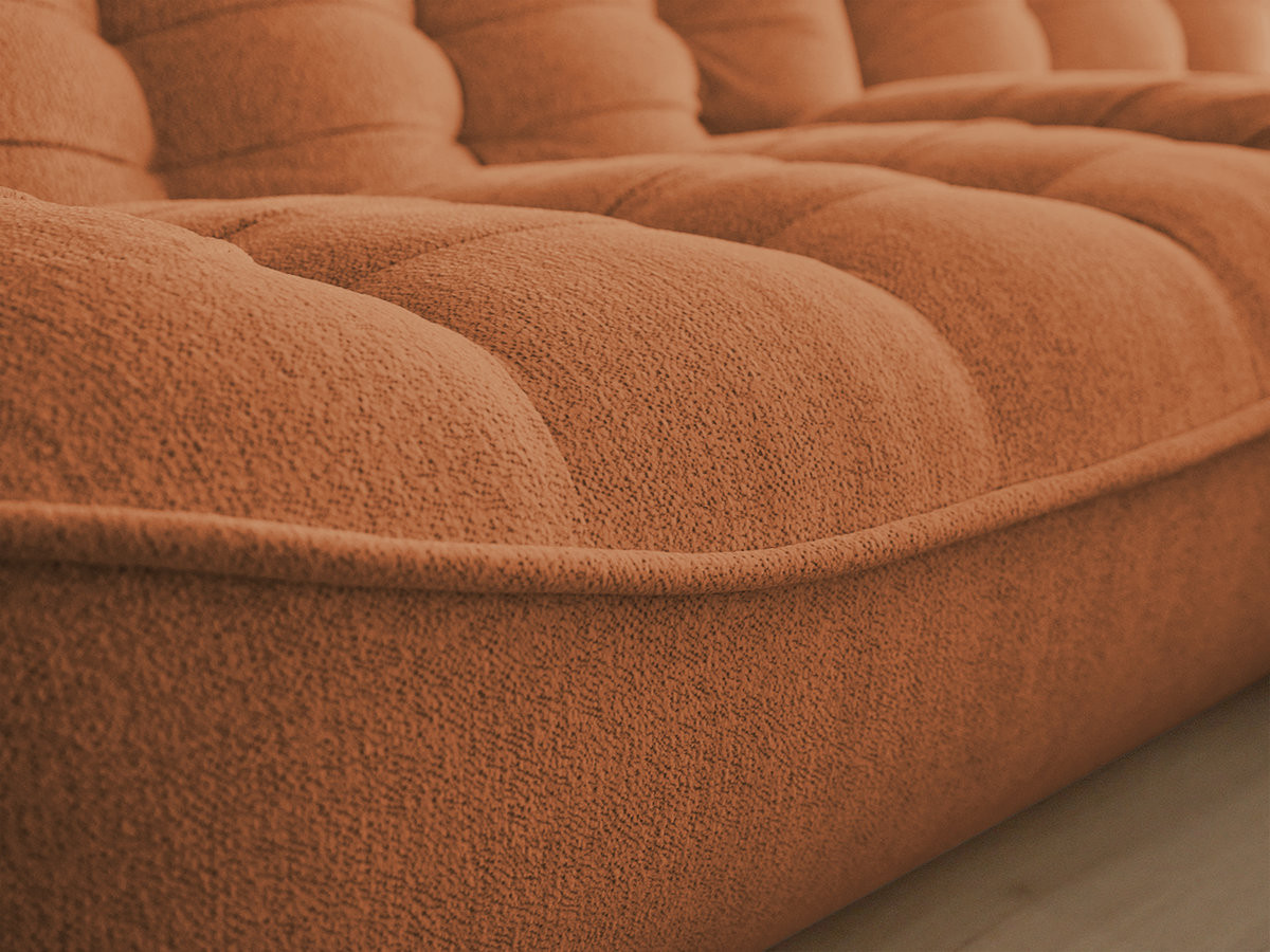 Canapé panoramique fixe modulable SERENA tissu chiné avec pouf