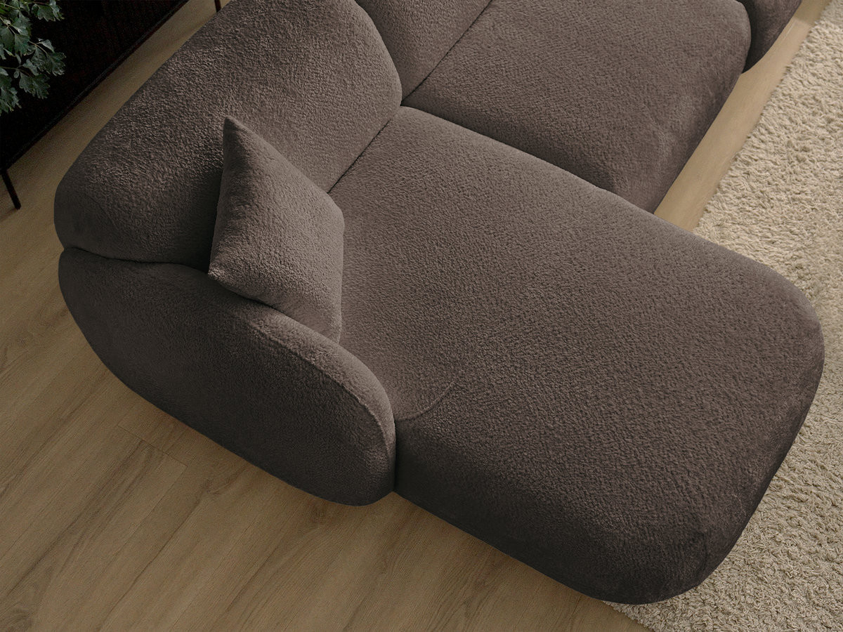Canapé d'angle fixe modulable ANDA tissu chenille avec pouf