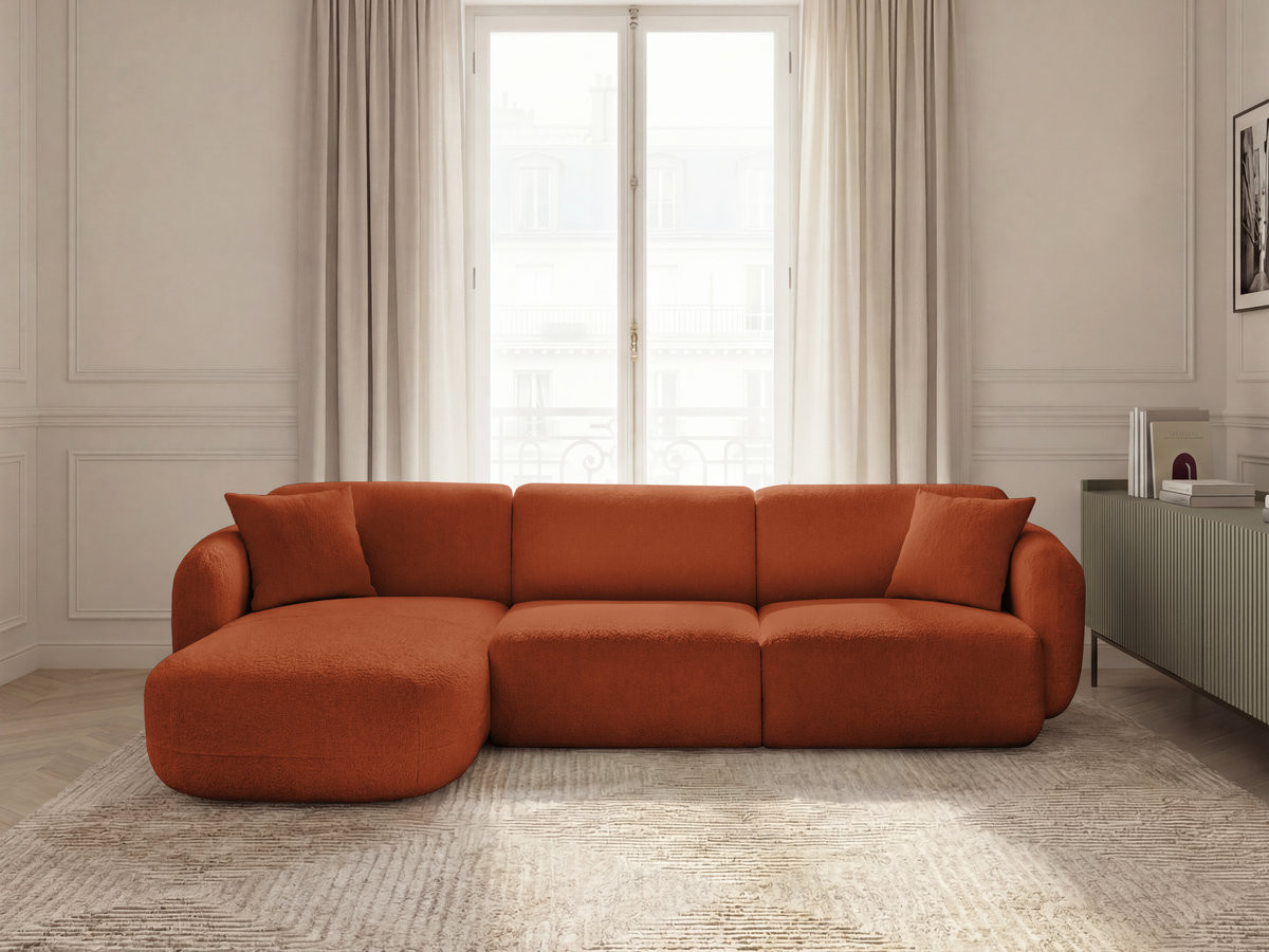 Canapé d'angle fixe modulable ANDA tissu chenille