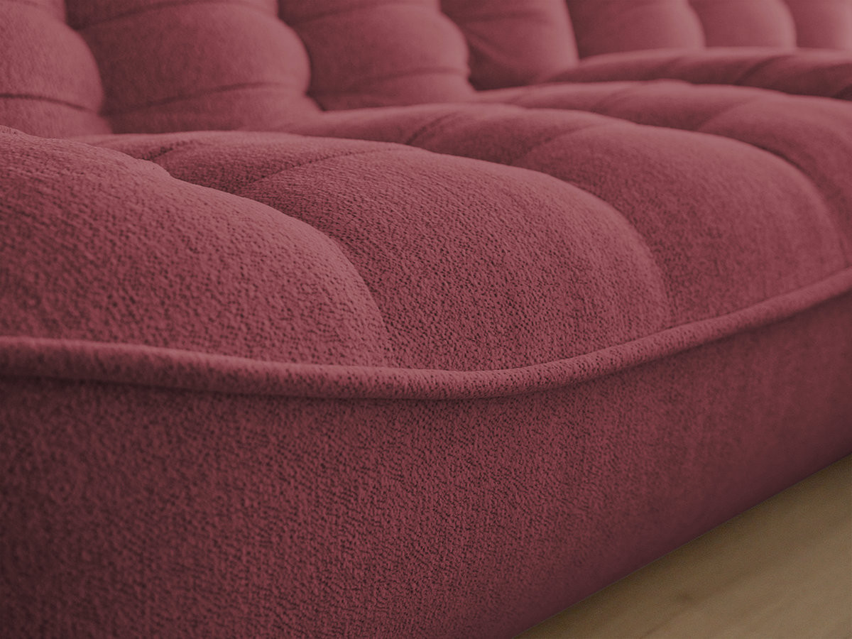 Canapé panoramique fixe modulable SERENA tissu chiné avec pouf