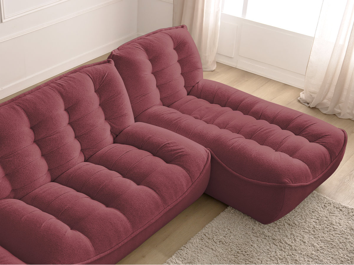 Canapé panoramique fixe modulable SERENA tissu chiné avec pouf