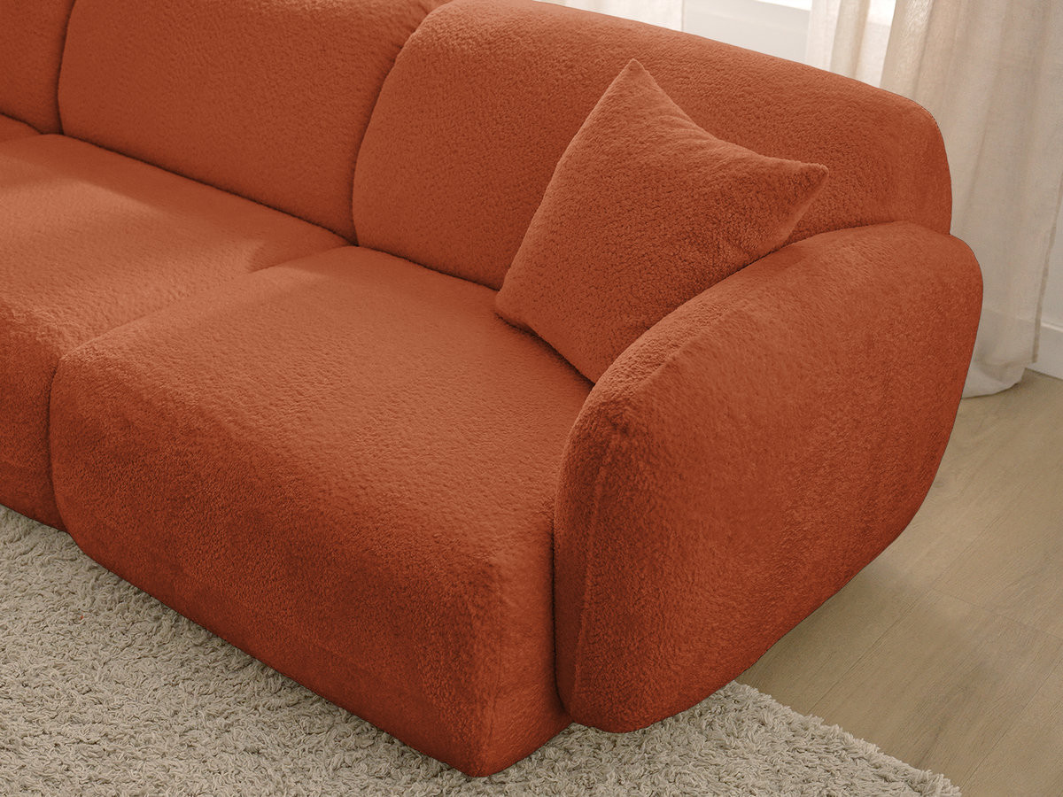 Canapé d'angle fixe modulable ANDA tissu chenille