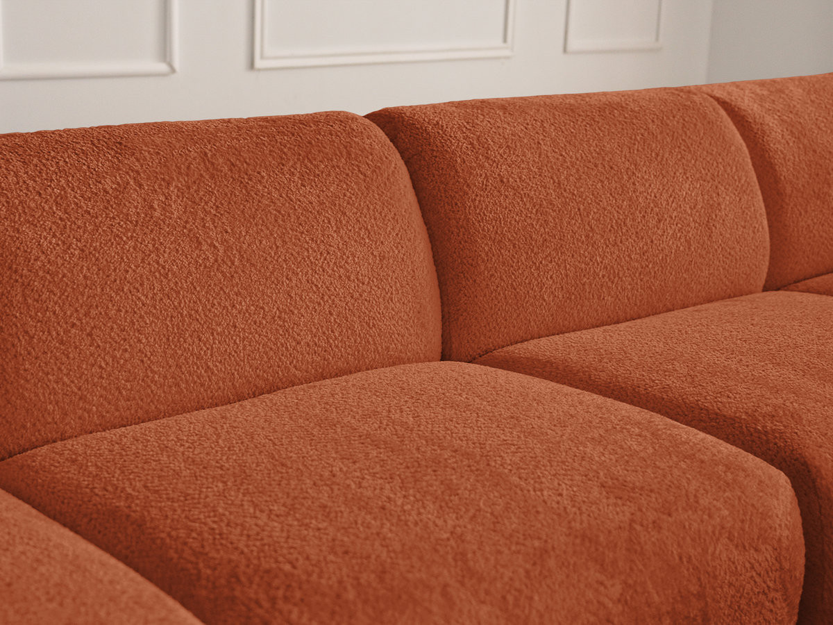 Canapé d'angle fixe modulable ANDA tissu chenille