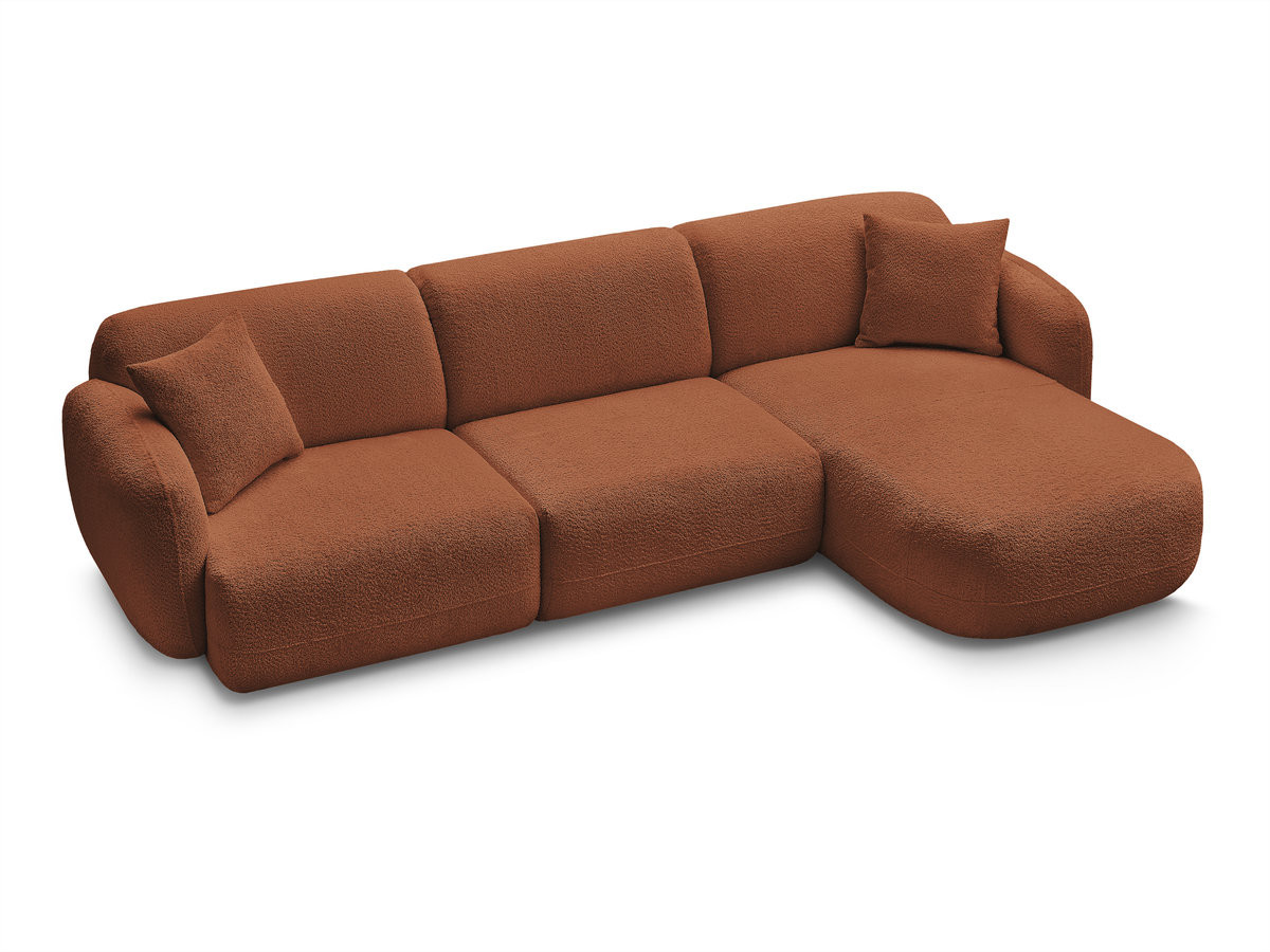 Canapé d'angle fixe modulable ANDA tissu chenille