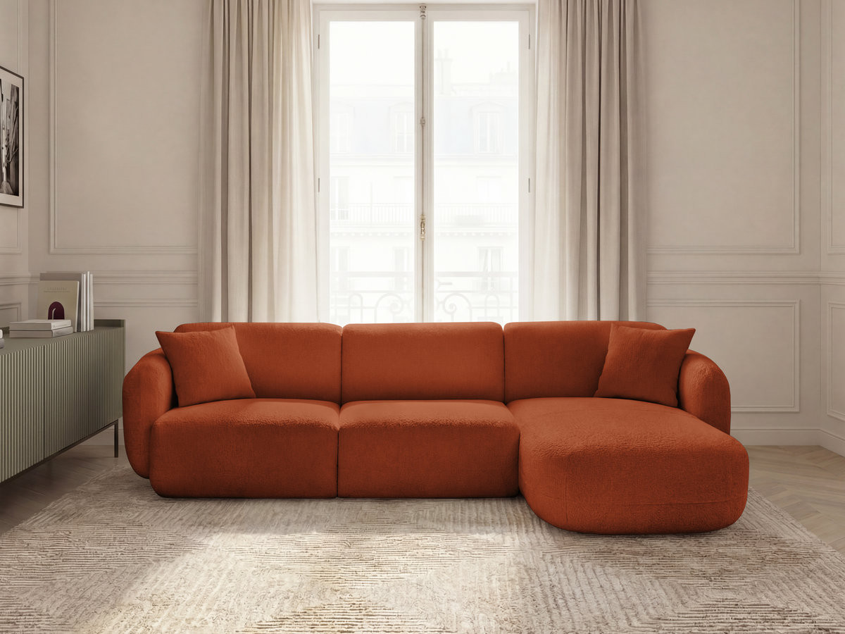Canapé d'angle fixe modulable ANDA tissu chenille