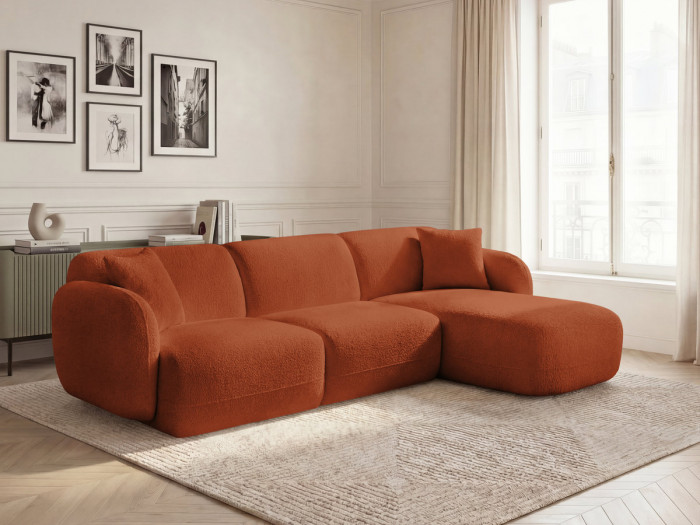 Canapé d'angle fixe modulable ANDA tissu chenille