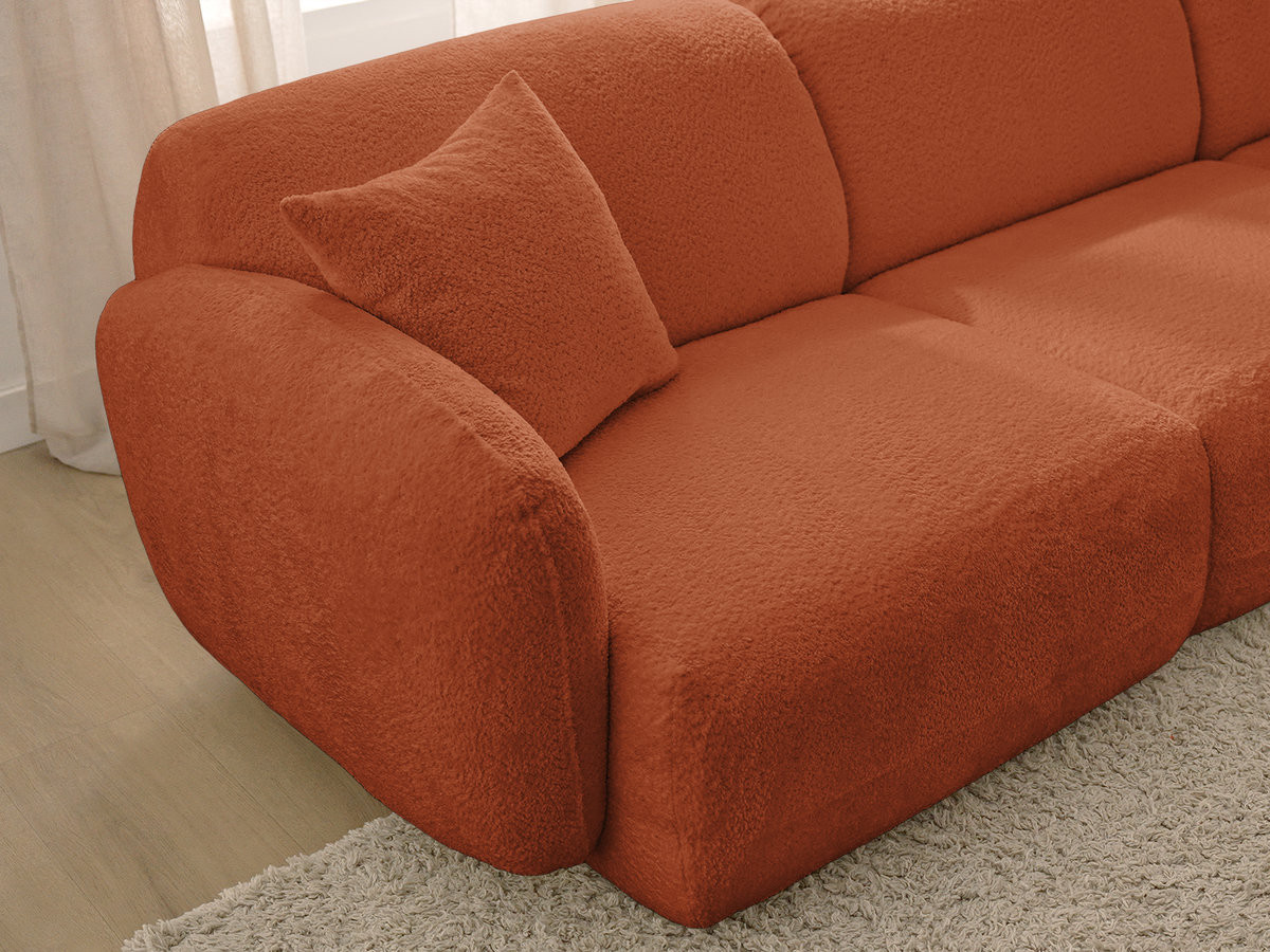 Canapé d'angle fixe modulable ANDA tissu chenille