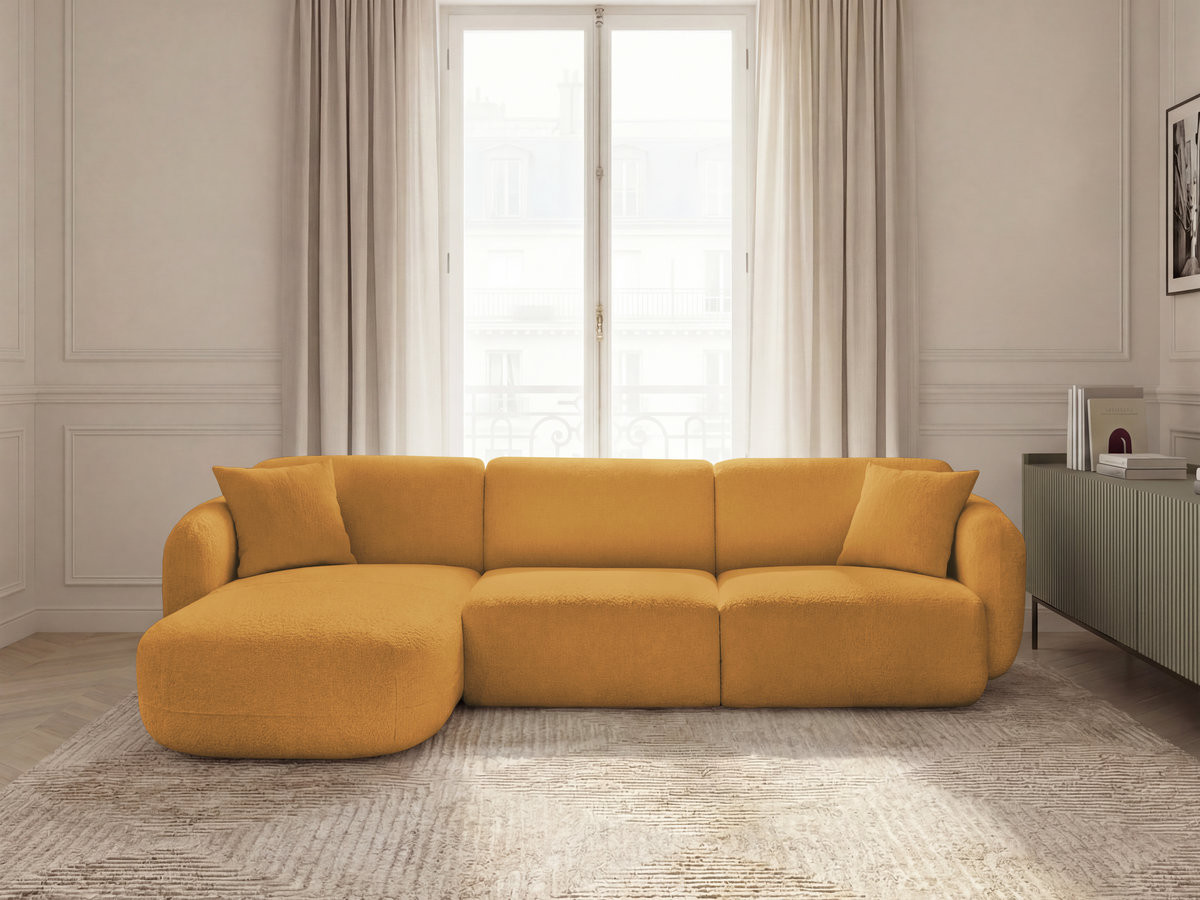 Canapé d'angle fixe modulable ANDA tissu chenille
