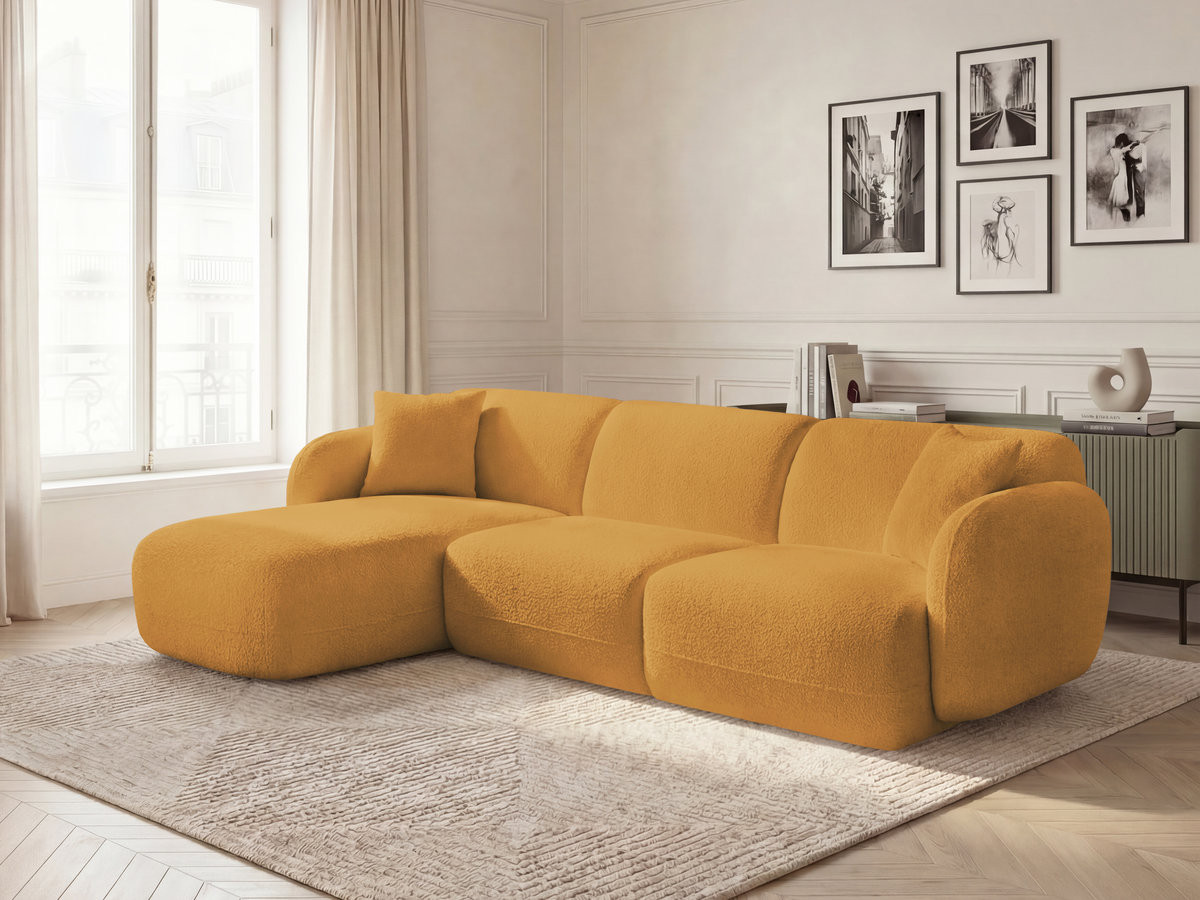 Canapé d'angle modulable ANDA chenille jaune