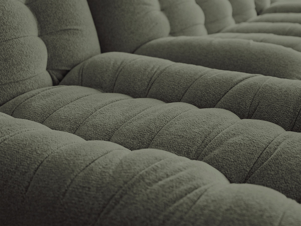 Canapé panoramique fixe modulable SERENA tissu chiné avec pouf