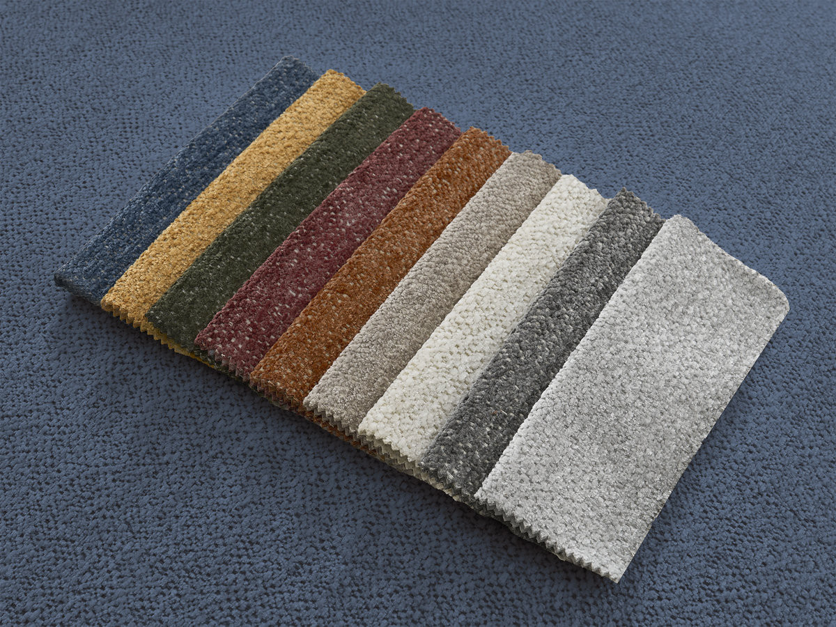 Canapé panoramique modulable SERENA chiné avec pouf bleu — vue 6