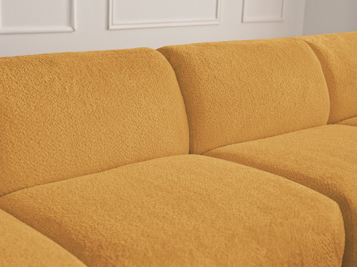 Canapé d'angle fixe modulable ANDA tissu chenille avec pouf