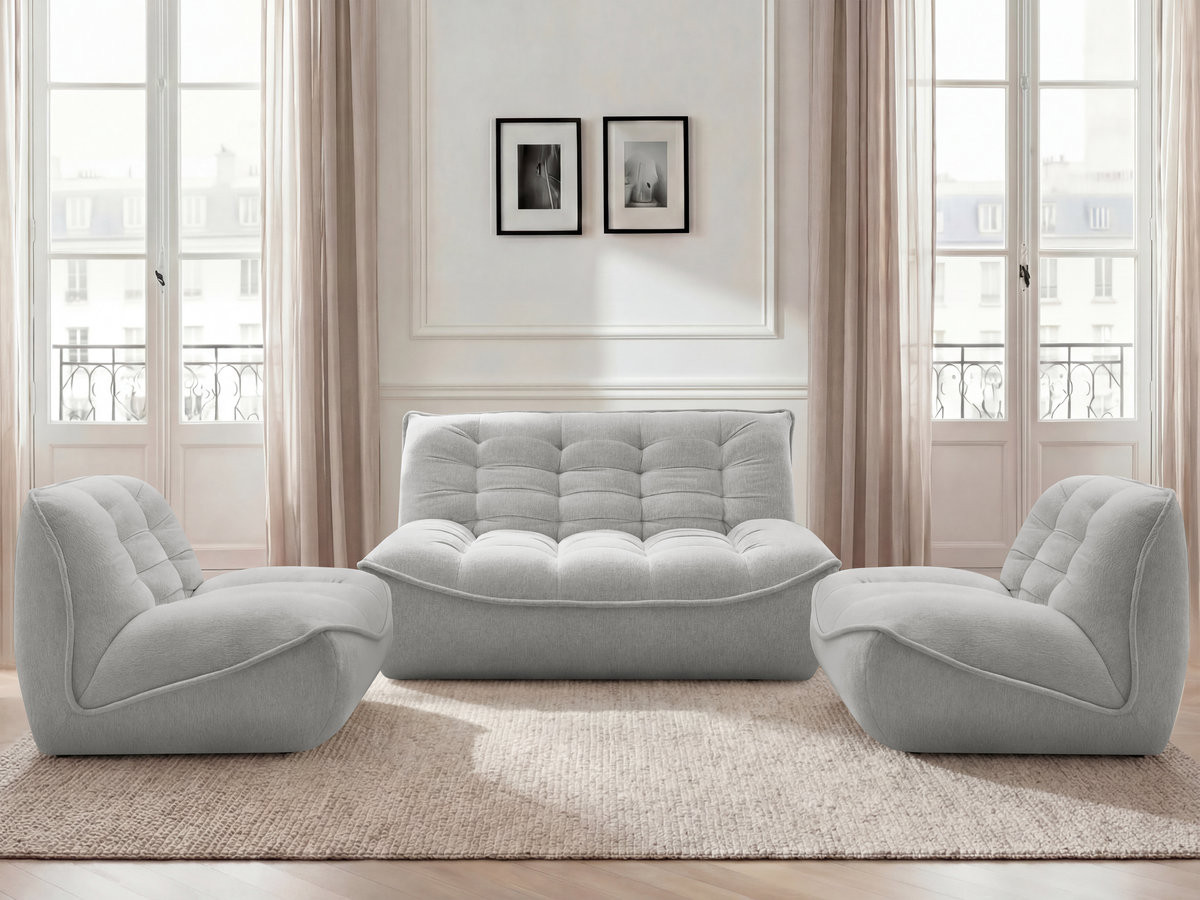 Canapé droit modulable SERENA chiné gris clair — vue 5