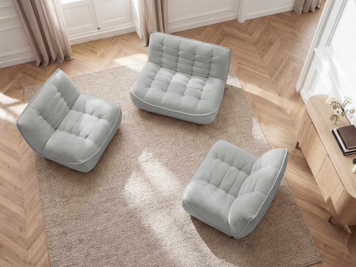 Canapé droit modulable SERENA chiné gris clair — vue 6