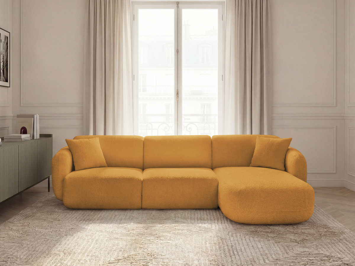 Canapé d'angle fixe modulable ANDA tissu chenille
